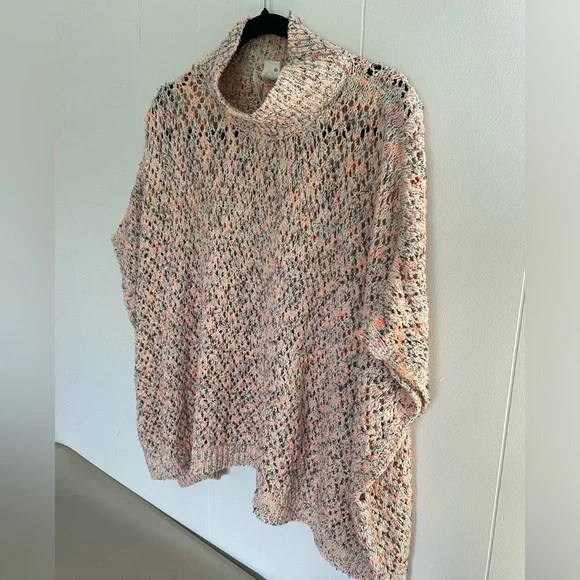 ANTHROPOLOGIE Akemi & Kin Hattie Multi Color Chunky Knit Poncho Sweater OS NWT - Picture 8 of 15